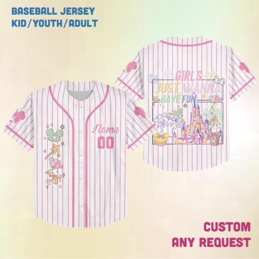 Personalize Disney Park Girls Baseball Jersey, The Life Of A Park Girl Disney Castle For Kid Youth Adult, Disneyland - Image 4