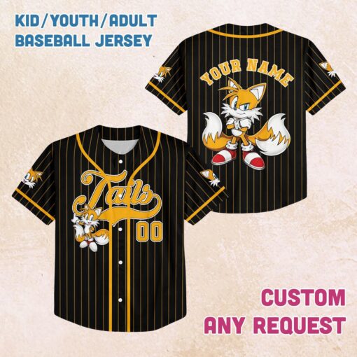 Personalized Tails Baseball Jersey, Custom Name Number, Sonic Theme - Image 4