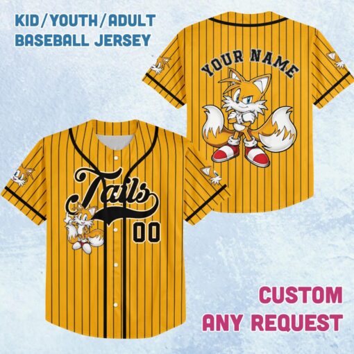 Personalized Tails Baseball Jersey, Custom Name Number, Sonic Theme - Image 3