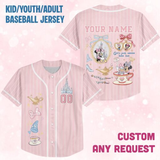Custom Disney Girl Minnie Mouse and Daisy Baseball Jersey, Disney Minnie Mouse Jersey, Disneyland Baseball Team Matching , Birthday Gift - Image 3