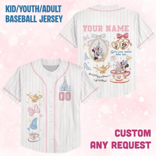 Custom Disney Girl Minnie Mouse and Daisy Baseball Jersey, Disney Minnie Mouse Jersey, Disneyland Baseball Team Matching , Birthday Gift - Image 2
