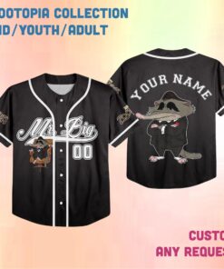 Alternative view of Personalized Disney Zootopia Baseball Jersey, Retro Judy Hopps Nick Wilde Kids Youth Adult Baseball Team, Powerline Stand Out Tour