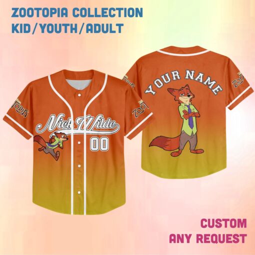 Personalized Disney Zootopia Baseball Jersey, Retro Judy Hopps Nick Wilde Kids Youth Adult Baseball Team, Powerline Stand Out Tour - Image 3