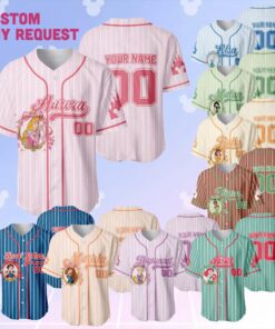 Custom Disney Princess Collection Baseball Jersey, Disney Game Day Kid Adult Jersey, Gift For Baseball Fan, Disney Princess Matching Gift