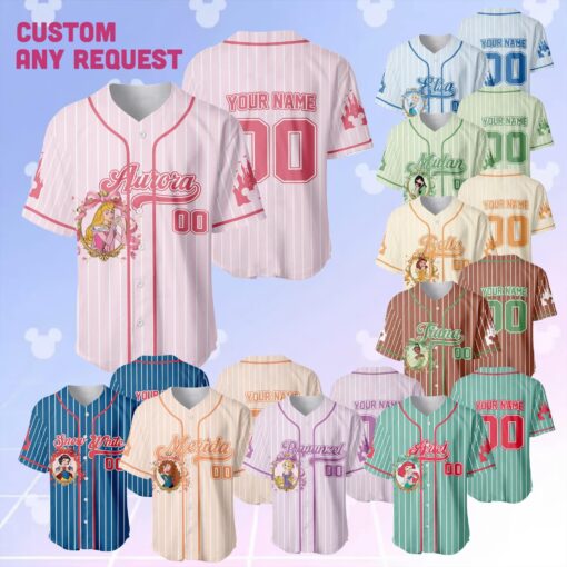 Custom Disney Princess Collection Baseball Jersey, Disney Game Day Kid Adult Jersey, Gift For Baseball Fan, Disney Princess Matching Gift - Image 11