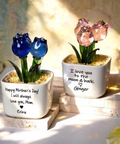 Alternative view of Glass Everlasting Tulips, Mom Flower Gift, Hand Blown Glass Potted, Mothers Day Gifts