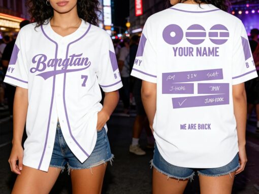 Custom BTS Kpop Baseball Jersey, Unisex Banggtan Fan Merch, Personalized Army Fan Lovers Jersey, BTS 2026 Arirang World Tour Merch Jersey - Image 6