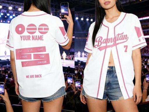 Custom BTS Kpop Baseball Jersey, Unisex Banggtan Fan Merch, Personalized Army Fan Lovers Jersey, BTS 2026 Arirang World Tour Merch Jersey - Image 9