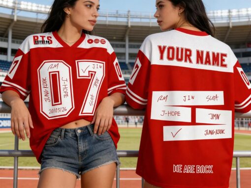 Personalized BTS Kpop Fan Mesh Jersey, Banggtan Fan Merch Jersey, Custom Army Fan Lovers Jersey, BTS 2026 Arirang World Tour Merch Jersey - Image 2