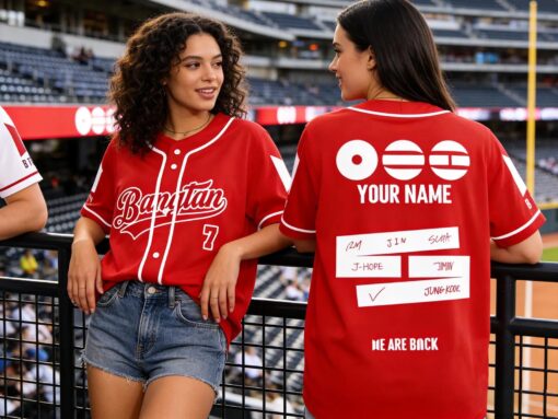 Custom BTS Kpop Baseball Jersey, Unisex Banggtan Fan Merch, Personalized Army Fan Lovers Jersey, BTS 2026 Arirang World Tour Merch Jersey - Image 8