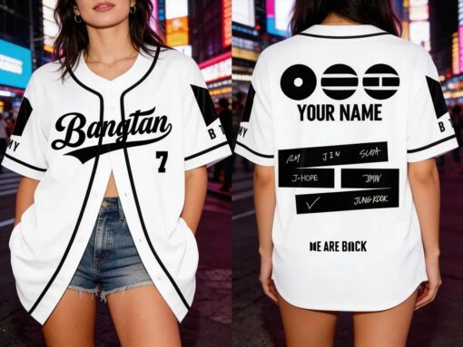Custom BTS Kpop Baseball Jersey, Unisex Banggtan Fan Merch, Personalized Army Fan Lovers Jersey, BTS 2026 Arirang World Tour Merch Jersey - Image 3