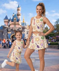 Tangled Rapunzel Activewear Set, Lantern Pascal Crop Top & Skirt, Mother Daughter Disney Matching Outfit, Disneyland Athletic Wear