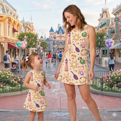 Tangled Rapunzel Activewear Set, Lantern Pascal Crop Top & Skirt, Mother Daughter Disney Matching Outfit, Disneyland Athletic Wear - Image 3