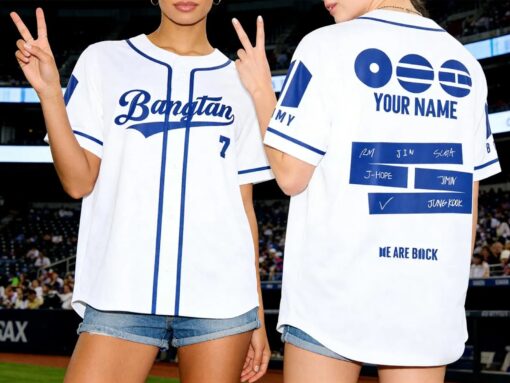 Personalized BTS Kpop Fan Baseball Jersey, Banggtan Fan Merch Jersey, Custom Army Fan Lovers Jersey, BTS 2026 Arirang World Tour Merch Jersey - Image 2