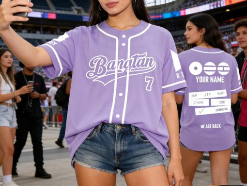 Custom BTS Kpop Baseball Jersey, Unisex Banggtan Fan Merch, Personalized Army Fan Lovers Jersey, BTS 2026 Arirang World Tour Merch Jersey - Image 2