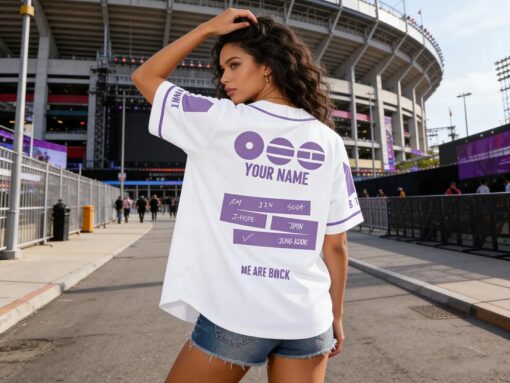 Personalized BTS Kpop Fan Baseball Jersey, Banggtan Fan Merch Jersey, Custom Army Fan Lovers Jersey, BTS 2026 Arirang World Tour Merch Jersey - Image 6