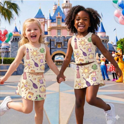 Tangled Rapunzel Activewear Set, Lantern Pascal Crop Top & Skirt, Mother Daughter Disney Matching Outfit, Disneyland Athletic Wear - Image 4