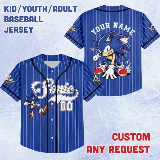 Custom Sonic Baseball Jersey, Personalized Gamer Shirt - Image 4