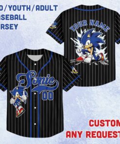 Alternative view of Custom Sonic Baseball Jersey, Personalized Gamer Shirt