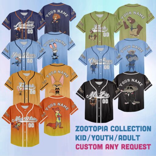 Personalized Disney Zootopia Baseball Jersey, Retro Judy Hopps Nick Wilde Kids Youth Adult Baseball Team, Powerline Stand Out Tour - Image 4