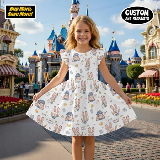 Judy Hopps Zootopia Girl Ruffle Dress, Officer Bunny Power Kids Outfit, Custom Zootopia Toddler Dress, Disney Bound Princess Birthday Gift - Image 2