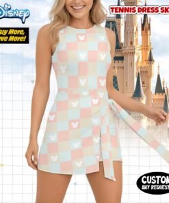 Alternative view of Pastel Checkered Mickey Tennis Dress, Aesthetic Mouse Icon Skort, Disney Bound Women Outfit, Magic Kingdom Running Dress, Summer Activewear