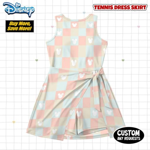 Pastel Checkered Mickey Tennis Dress, Aesthetic Mouse Icon Skort, Disney Bound Women Outfit, Magic Kingdom Running Dress, Summer Activewear - Image 5