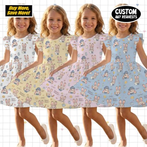 Judy Hopps Zootopia Girl Ruffle Dress, Officer Bunny Power Kids Outfit, Custom Zootopia Toddler Dress, Disney Bound Princess Birthday Gift - Image 4