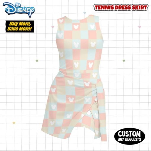 Pastel Checkered Mickey Tennis Dress, Aesthetic Mouse Icon Skort, Disney Bound Women Outfit, Magic Kingdom Running Dress, Summer Activewear - Image 6