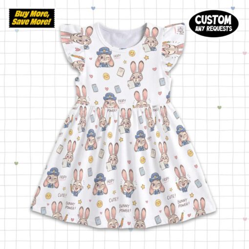 Judy Hopps Zootopia Girl Ruffle Dress, Officer Bunny Power Kids Outfit, Custom Zootopia Toddler Dress, Disney Bound Princess Birthday Gift - Image 5