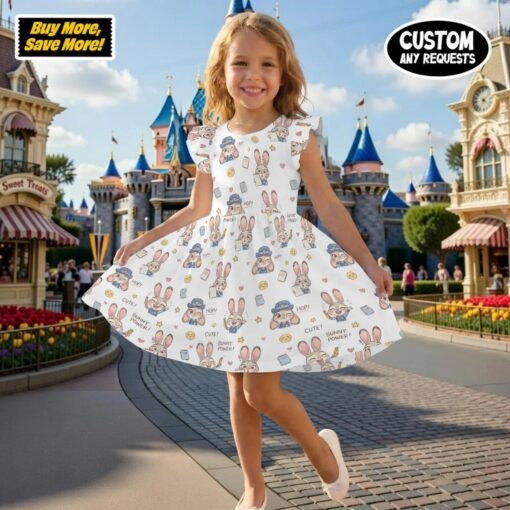 Judy Hopps Zootopia Girl Ruffle Dress, Officer Bunny Power Kids Outfit, Custom Zootopia Toddler Dress, Disney Bound Princess Birthday Gift - Image 6