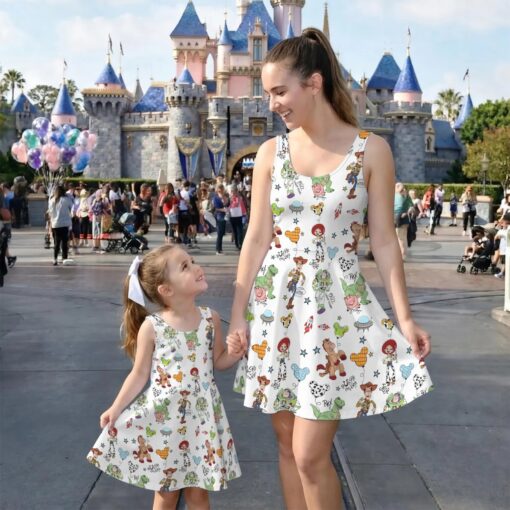 Disney Toy Story Dress, Woody Buzz Jessie Skater Dress, Toy Story Land Vacation Outfit, Magical Park Summer Dress, Matching Mother Daughter - Image 4