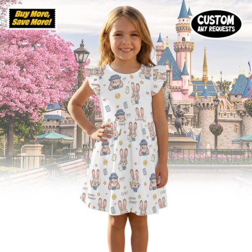 Judy Hopps Zootopia Girl Ruffle Dress, Officer Bunny Power Kids Outfit, Custom Zootopia Toddler Dress, Disney Bound Princess Birthday Gift - Image 7