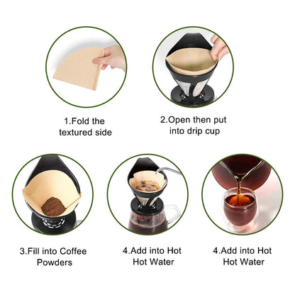 200Pcs Wooden Original Hand Drip Paper Coffee Filter