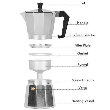 Aluminum Moka Pot 300ml Authentic Italian Espresso Coffee Maker