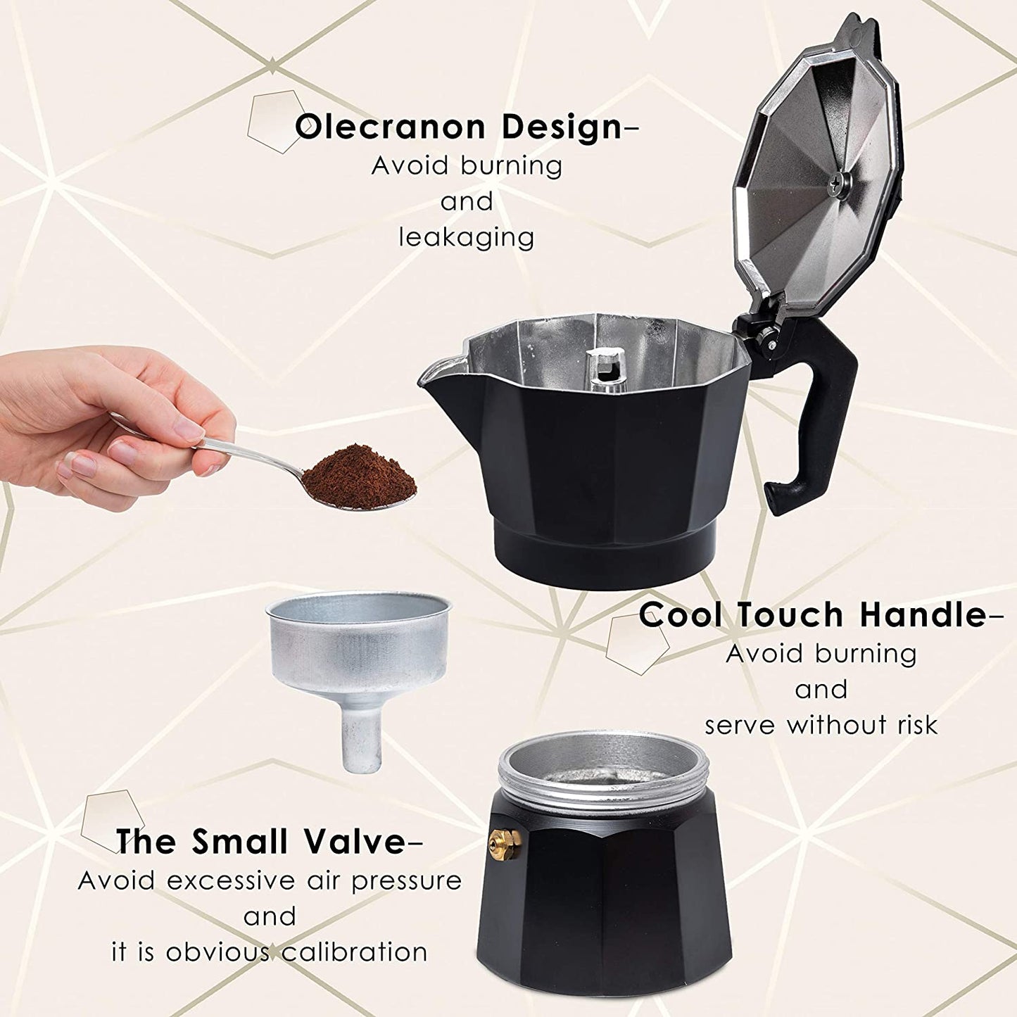 Aluminum Moka Pot 300ml Authentic Italian Espresso Coffee Maker