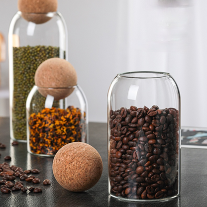 Glass Jars Set Coffee Bean Storage Sealed Bottle