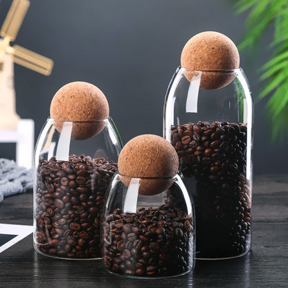 Glass Jars Set Coffee Bean Storage Sealed Bottle