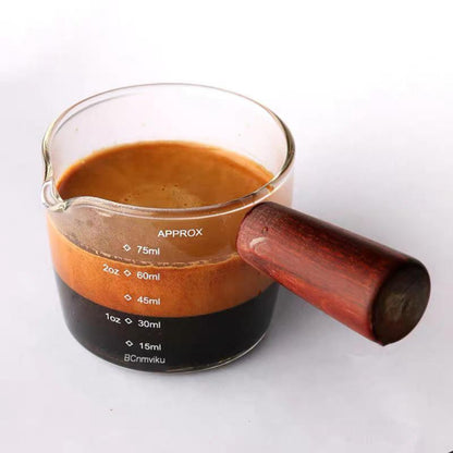 Heat-resistant Glass Coffee Measuring Cup Wooden Handle