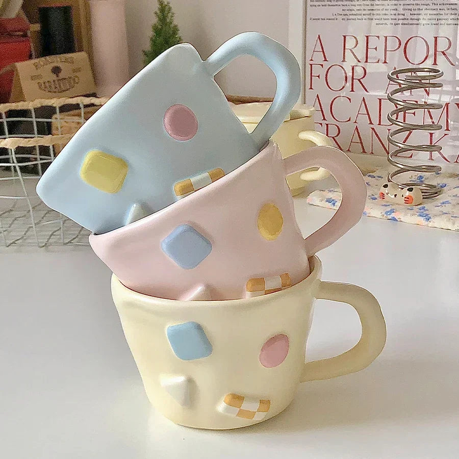 Korean Style Cute Macaron Color Ceramic Coffee Cup