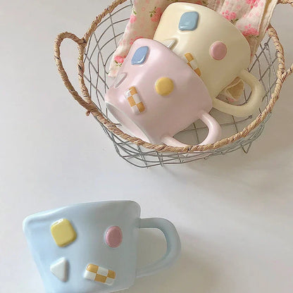 Korean Style Cute Macaron Color Ceramic Coffee Cup