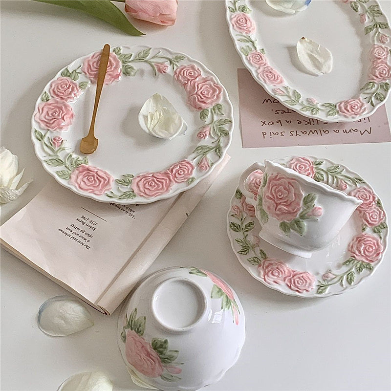 Pink Rose Coffee Cup Mug Afternoon Tea Cups