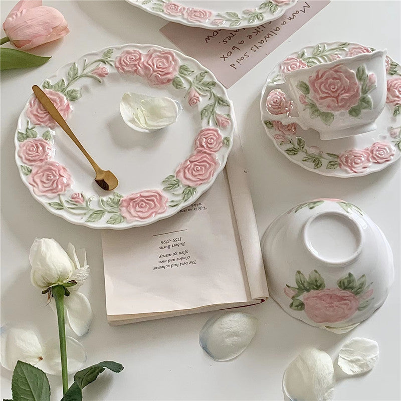 Pink Rose Coffee Cup Mug Afternoon Tea Cups