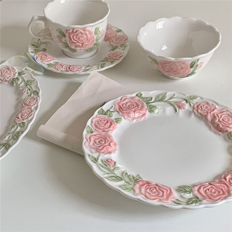 Pink Rose Coffee Cup Mug Afternoon Tea Cups