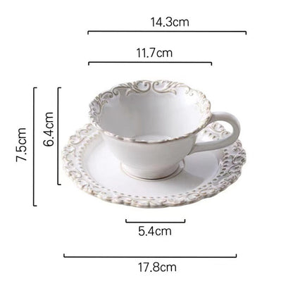 Vintage Coffee Cup Embossed Rococo Tea Cups And Saucer