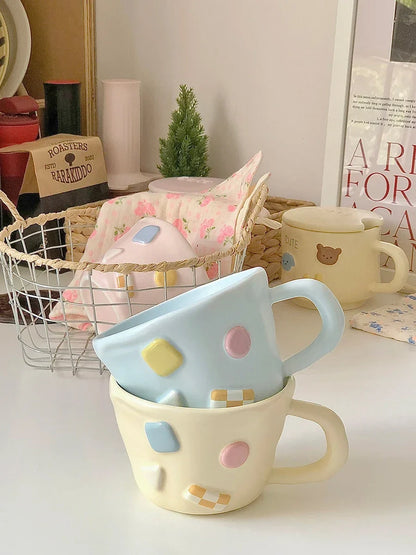 Korean Style Cute Macaron Color Ceramic Coffee Cup