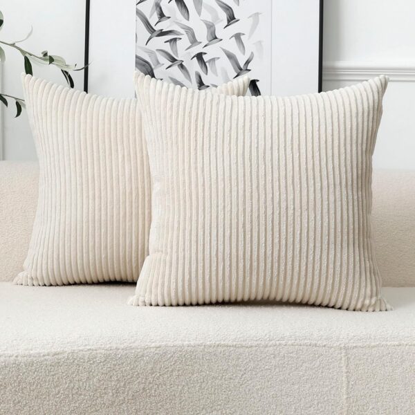 Set of 2 Corduroy Striped Cushion Cover Sofa Home Decoration - Image 3