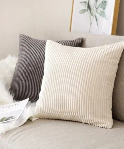 Set of 2 Corduroy Striped Cushion Cover Sofa Home Decoration