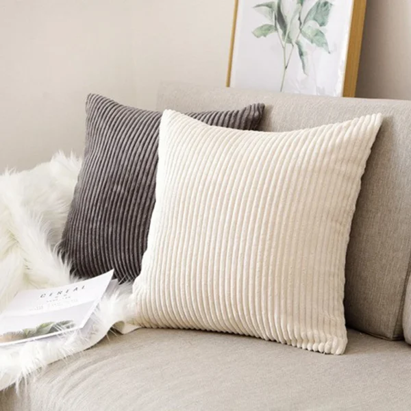 Set of 2 Corduroy Striped Cushion Cover Sofa Home Decoration