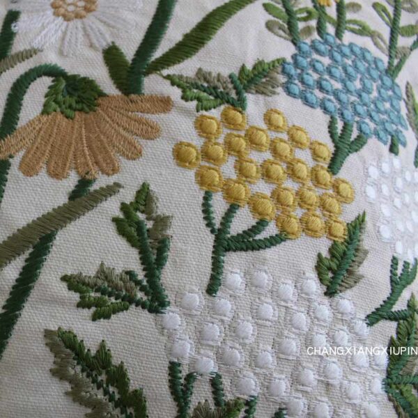 2PCS Embroidered European Pastoral Floral Cotton Cushion Covers for Sofa Decor - Image 4